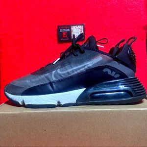 New w/ Box! Nike AIR MAX 2090 Black White Wolf Grey Running Shoes Men's Size 12
